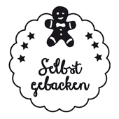 Woodies Textstempel &quot;Selbst gebacken - W-07001