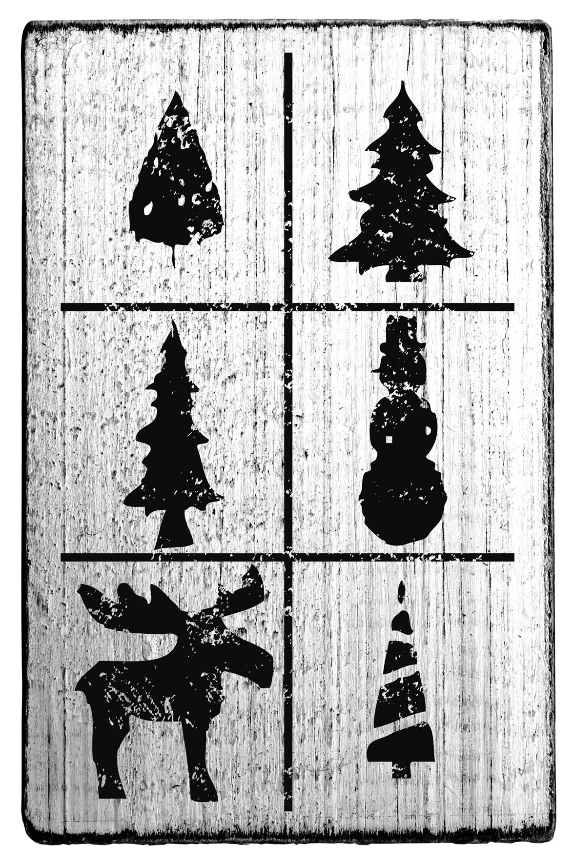 Vintage - Symbole (TannenTree, Elch, Schneemann) - V-01058